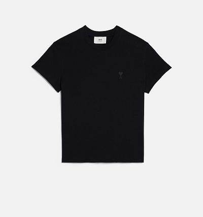 Women's Ami Paris Tonal Ami de Coeur T Shirts Black | ami-AU155