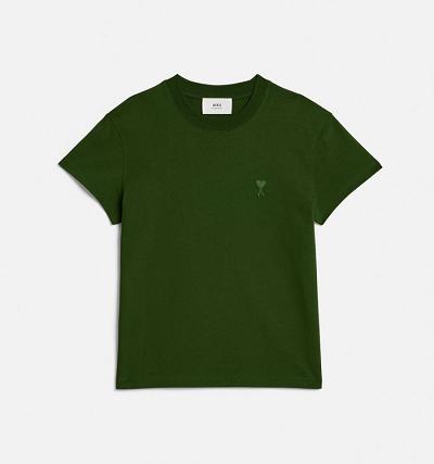 Women's Ami Paris Tonal Ami de Coeur T Shirts Green | ami-AU316