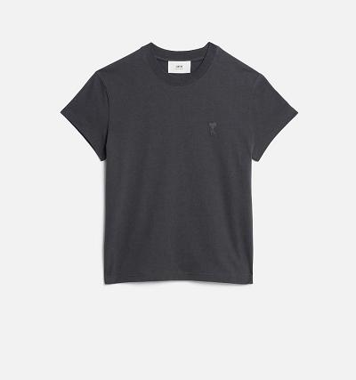 Women's Ami Paris Tonal Ami de Coeur T Shirts Grey | ami-AU411