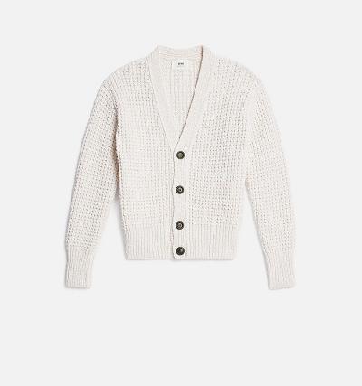 Women's Ami Paris Waffle Knit Cardigans White | ami-AU196